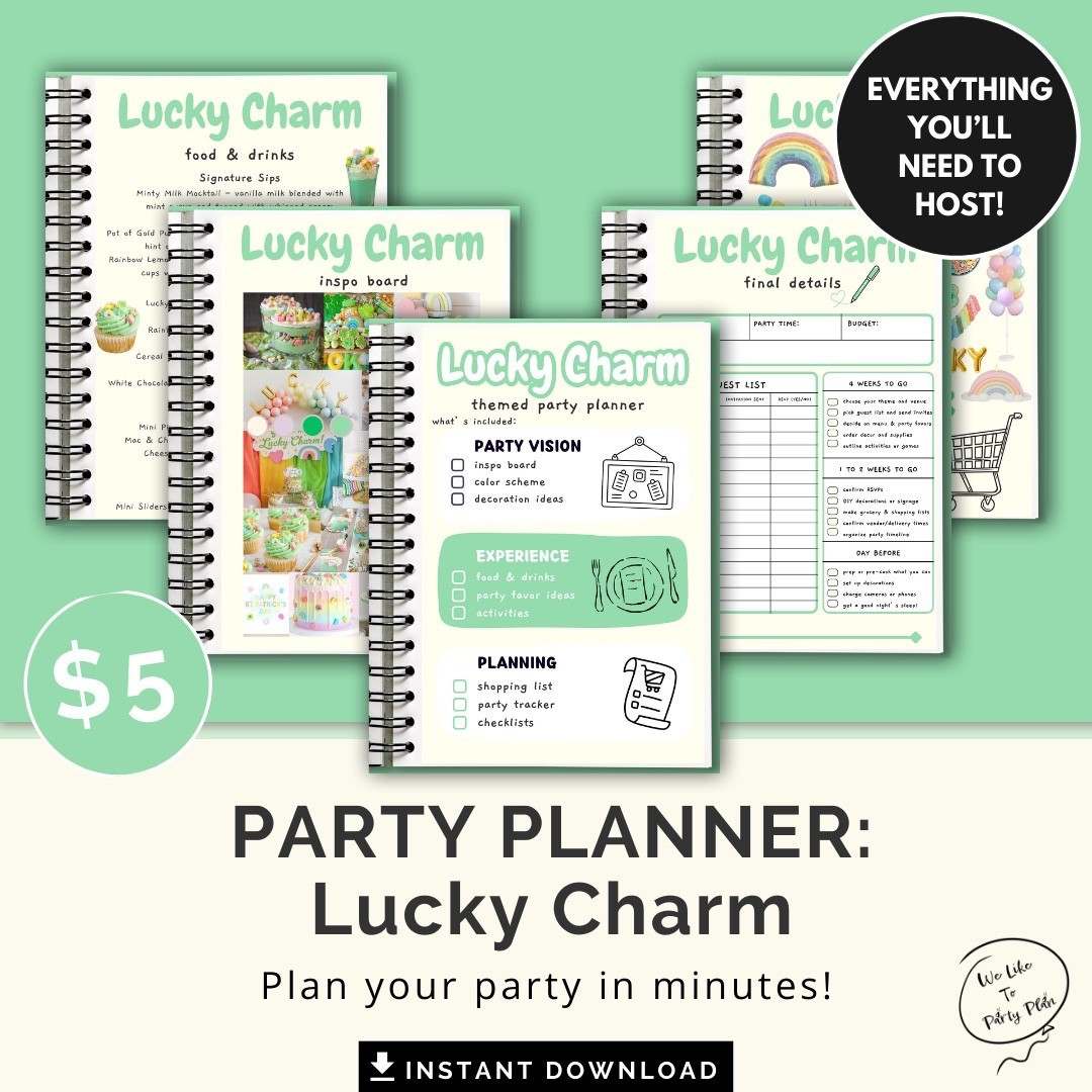 Plan your Lucky Charm themed party in minutes with this digital Lucky Charm Party Planner ☘️

#LTKKids #LTKSeasonal