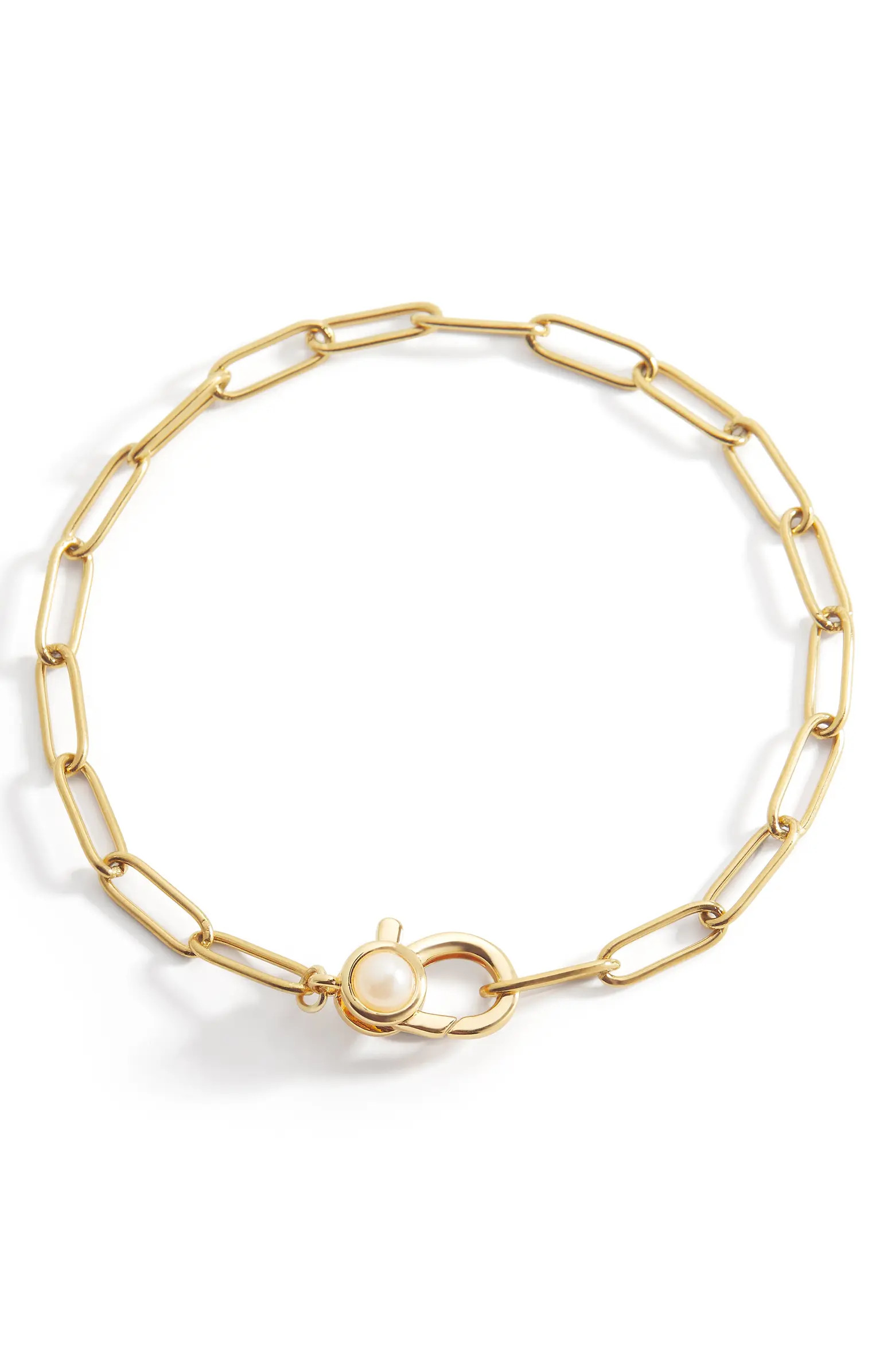 Paperclip Bracelet with Pearl Accent | Nordstrom
