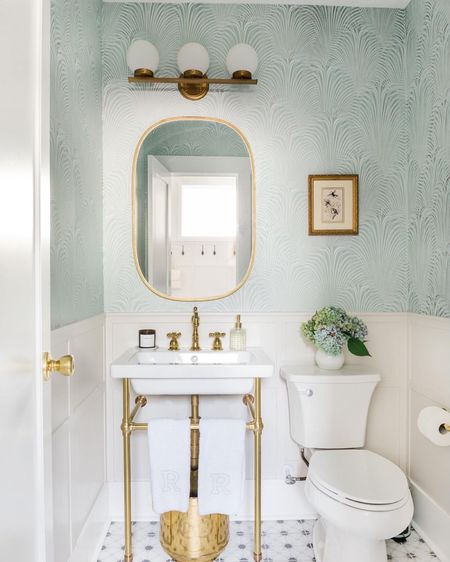 A look into my favorite room in our historic home. This wallpaper half bath is so charming and designed with a budget in mind. #halfbath #wallpaper #homedesign 

#LTKhome #LTKunder100