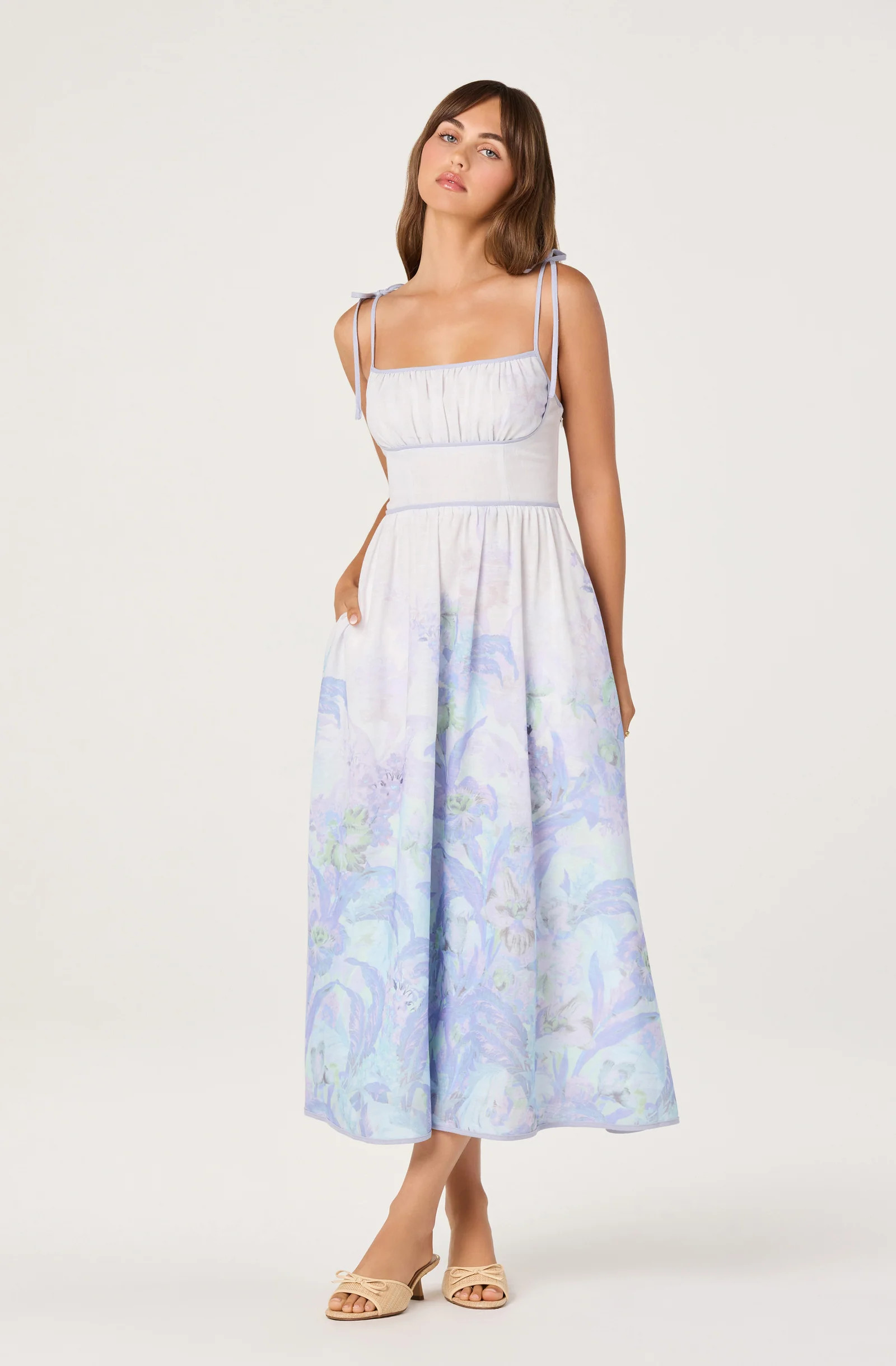 Dayana Floral Midi Dress - Purple floral / XS | ASTR The Label (US)