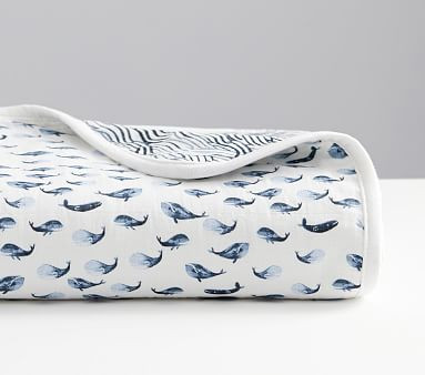 Whale Oversized Organic Muslin Baby Blanket | Pottery Barn Kids