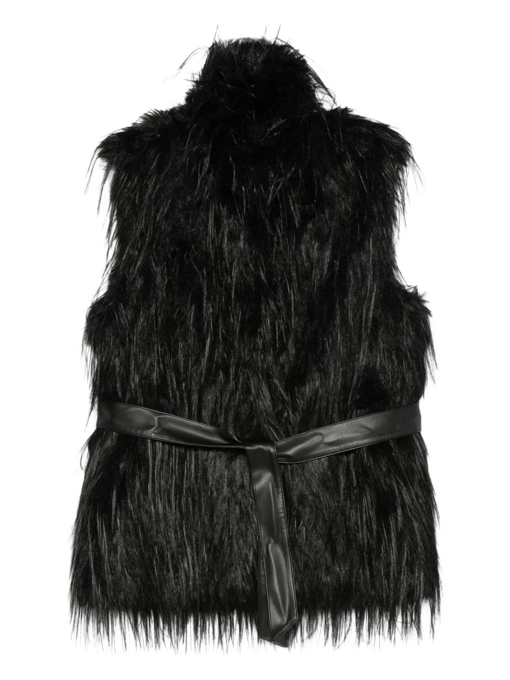 PINKO faux-fur belted gilet - Black | Farfetch Global