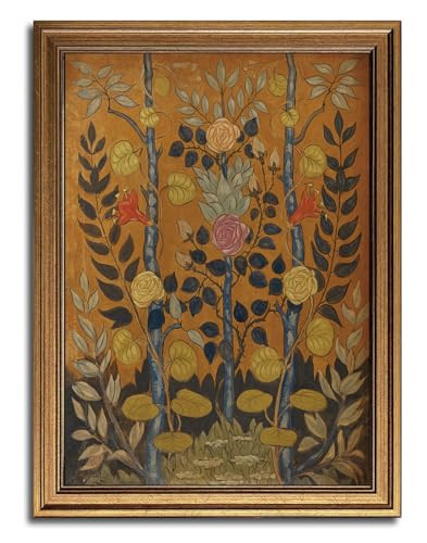 Vintage Gold Framed Wall Art Boho Floral Canvas Art Prints Abstract Botanical Flower Paintings Wall Decor Aesthetic Pictures Artwork for Bedroom Living Room Bathroom 12x16in | Amazon (US)