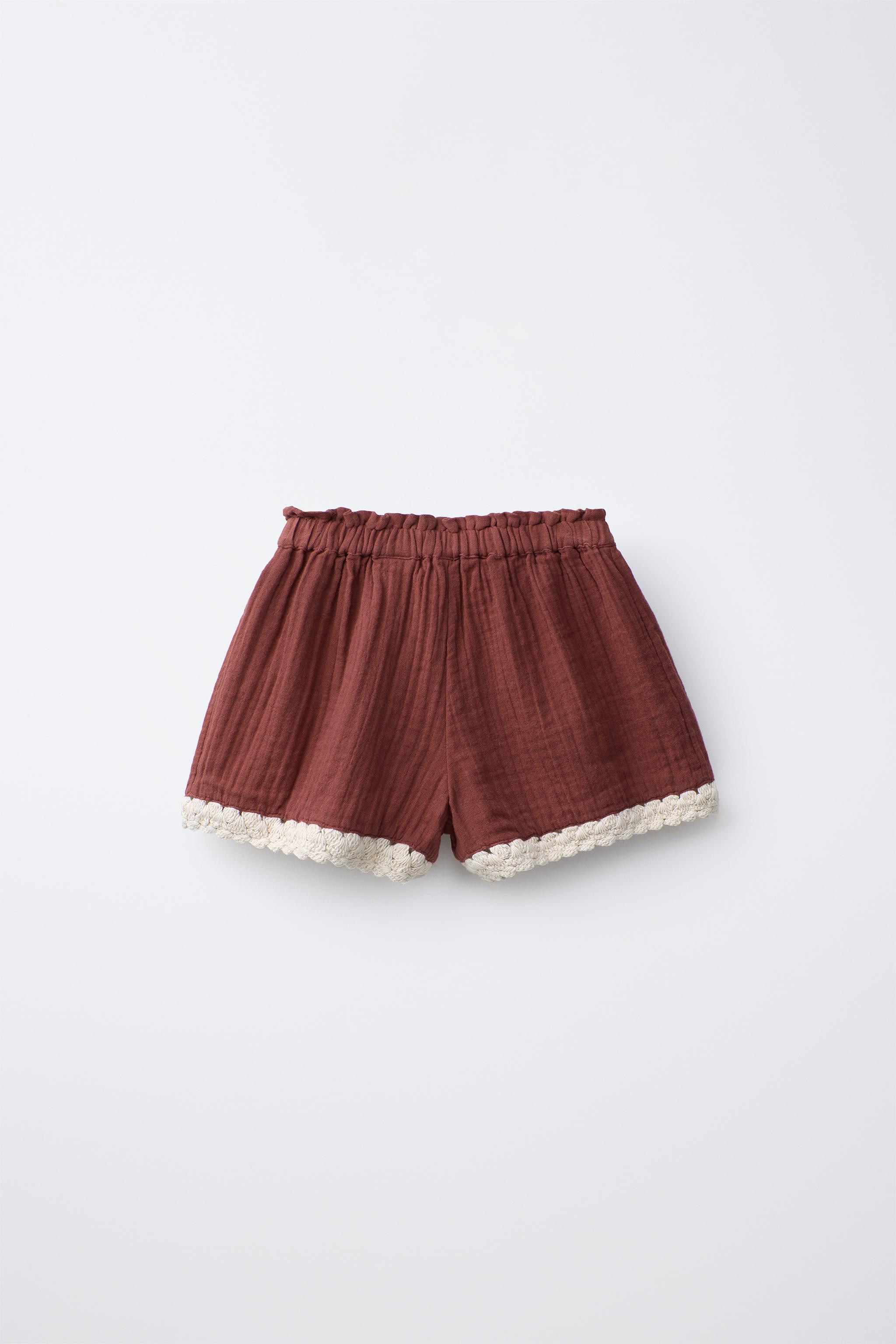 TEXTURED BERMUDA SHORTS WITH CROCHET KNIT | Zara UK