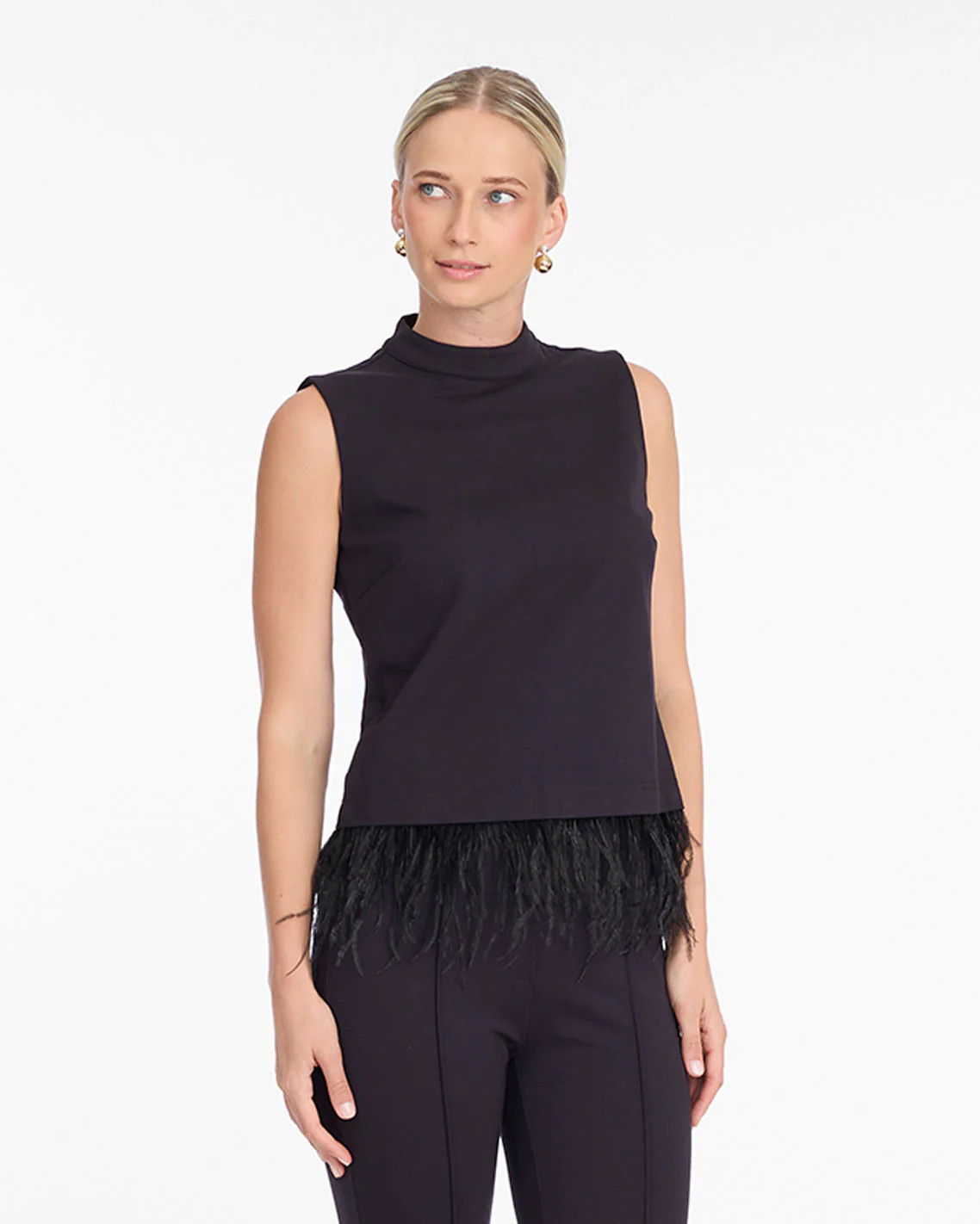 Sleeveless Top with Feather Trim | Draper James (US)