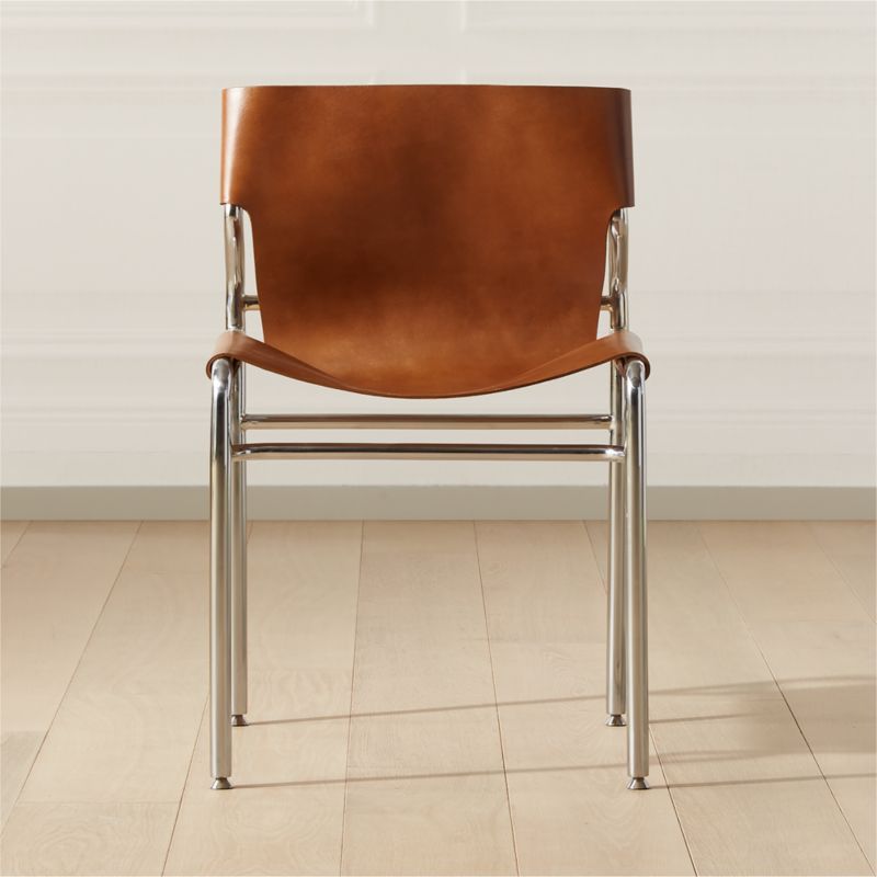 Surf Sling Brown Leather Dining Chair | CB2 | CB2