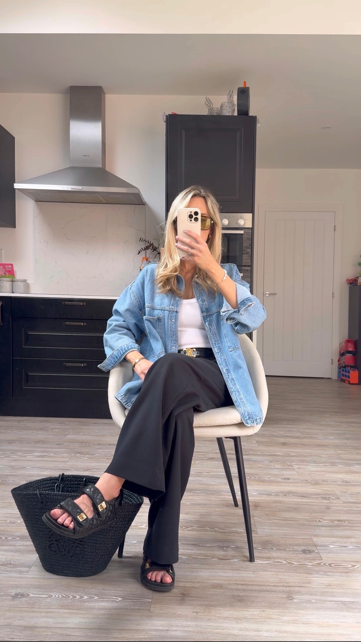 A casual spring outfit formula that is always a go to. Black trousers, a white vest top and a denim shacket 

#LTKstyletip #LTKspring #LTKuk