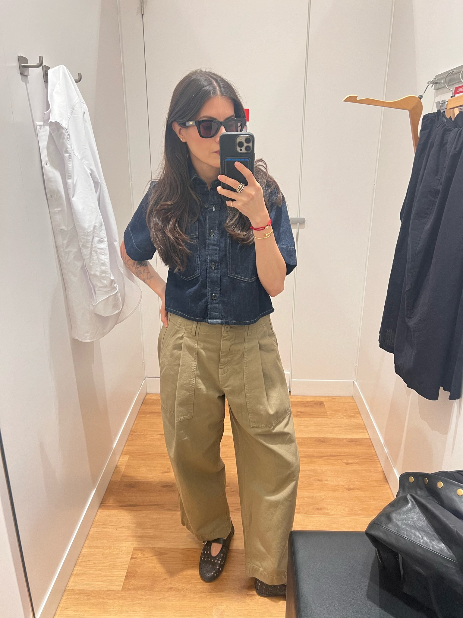 The Uniqlo boxy shirt (size XS) with a pair of chinos (mine are from max mara. I linked similar ones from Uniqlo.) 

#LTKmodest #LTKpetite #LTKstyletip