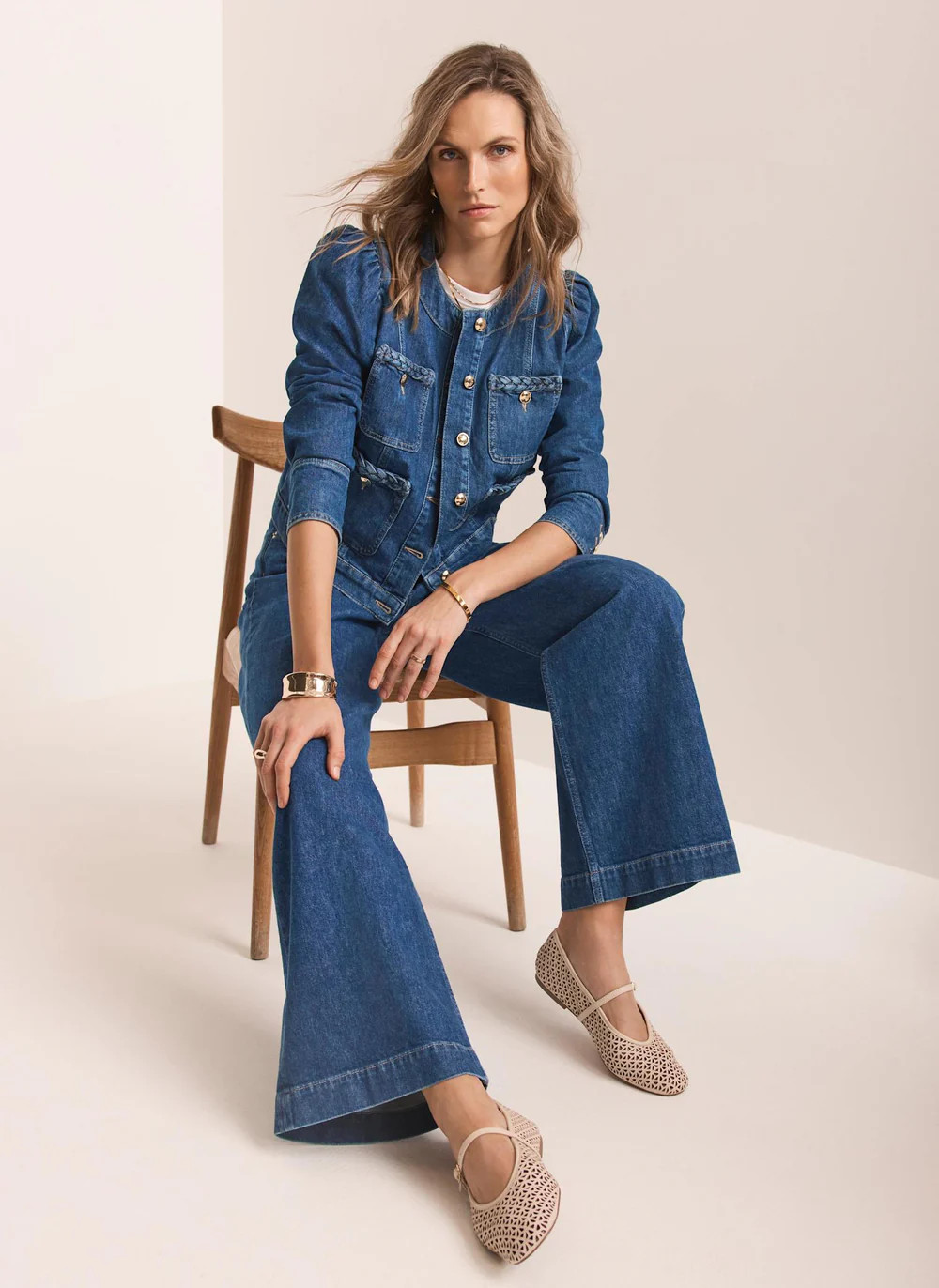 Indigo Plait Detail Denim Jacket | Mint Velvet