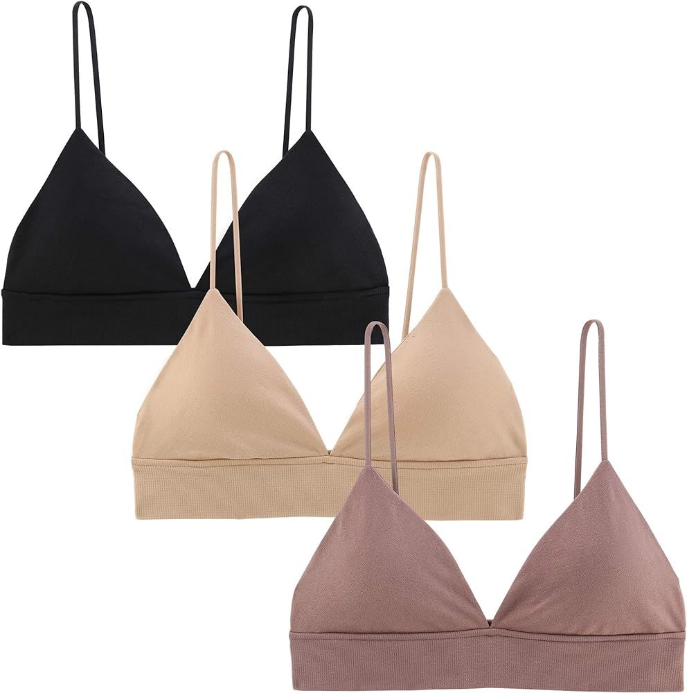 Bralette for Women Triangle Cups Removable Padded Wire Free Pull On Closure | Amazon (US)