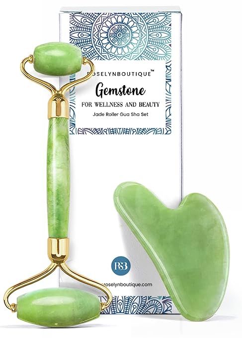 Gua Sha & Jade Roller for Face Set Self Care Gifts for Women - Facial Skin Care Tools Muscle Roll... | Amazon (US)