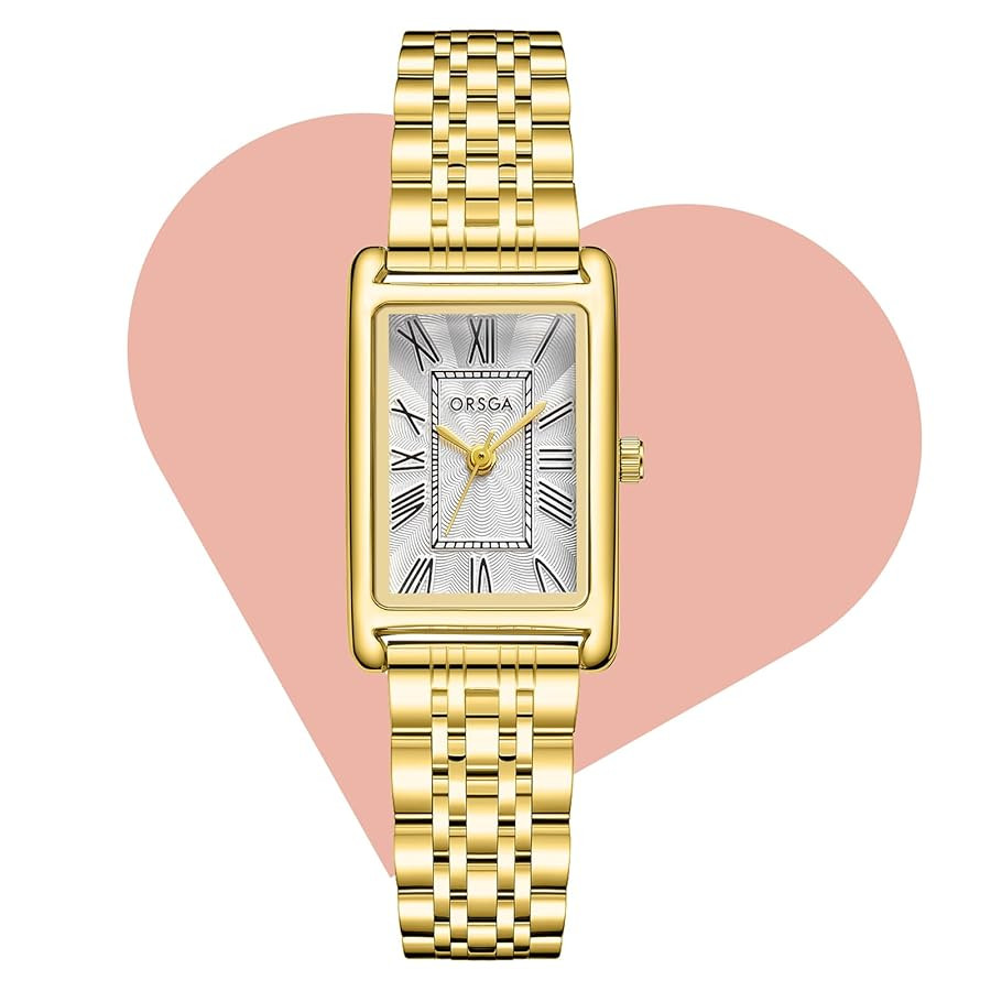 CIVO Gold Ladies Watches Rectangular Stainless Steel Leather Strap Watches for Women Analogue Qua... | Amazon (UK)