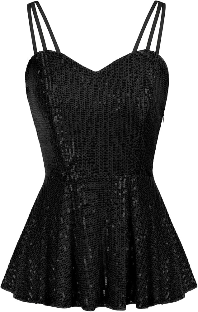 GRACE KARIN Women's Spaghetti Strap Ruffle Camisole Sleeveless Peplum Tops | Amazon (US)