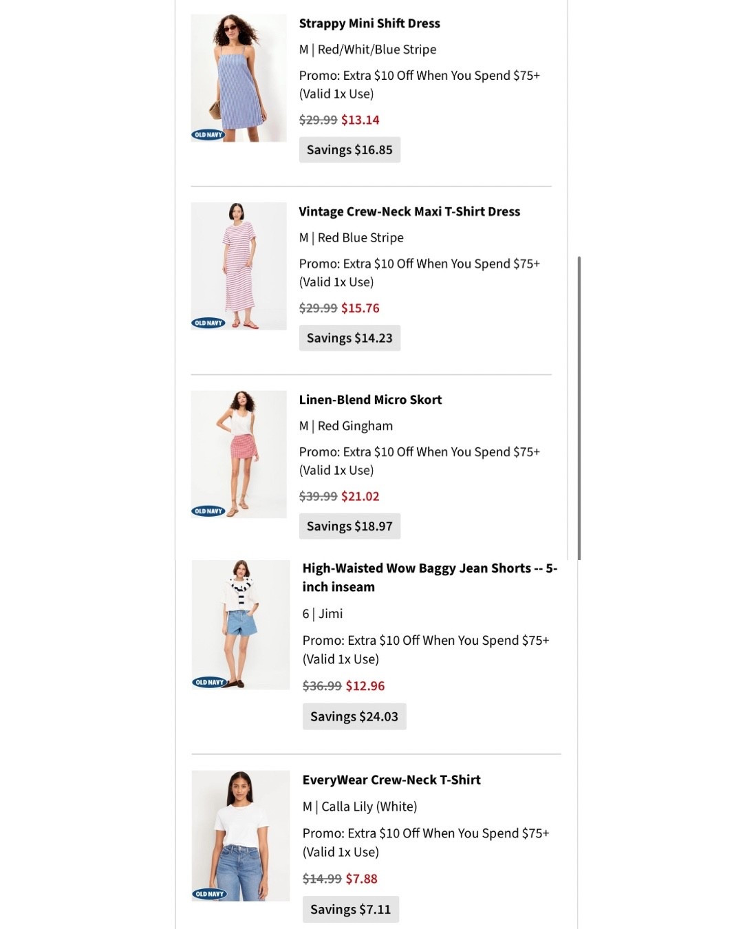 My recent old navy order, love the gingham linen skort and the RWB dresses. On sale also!