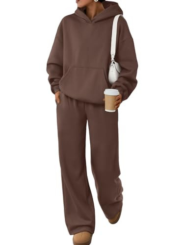 Trendy Queen Womens 2 Piece Lounge Sweat Set Matching Clothes Brown XL | Amazon (US)