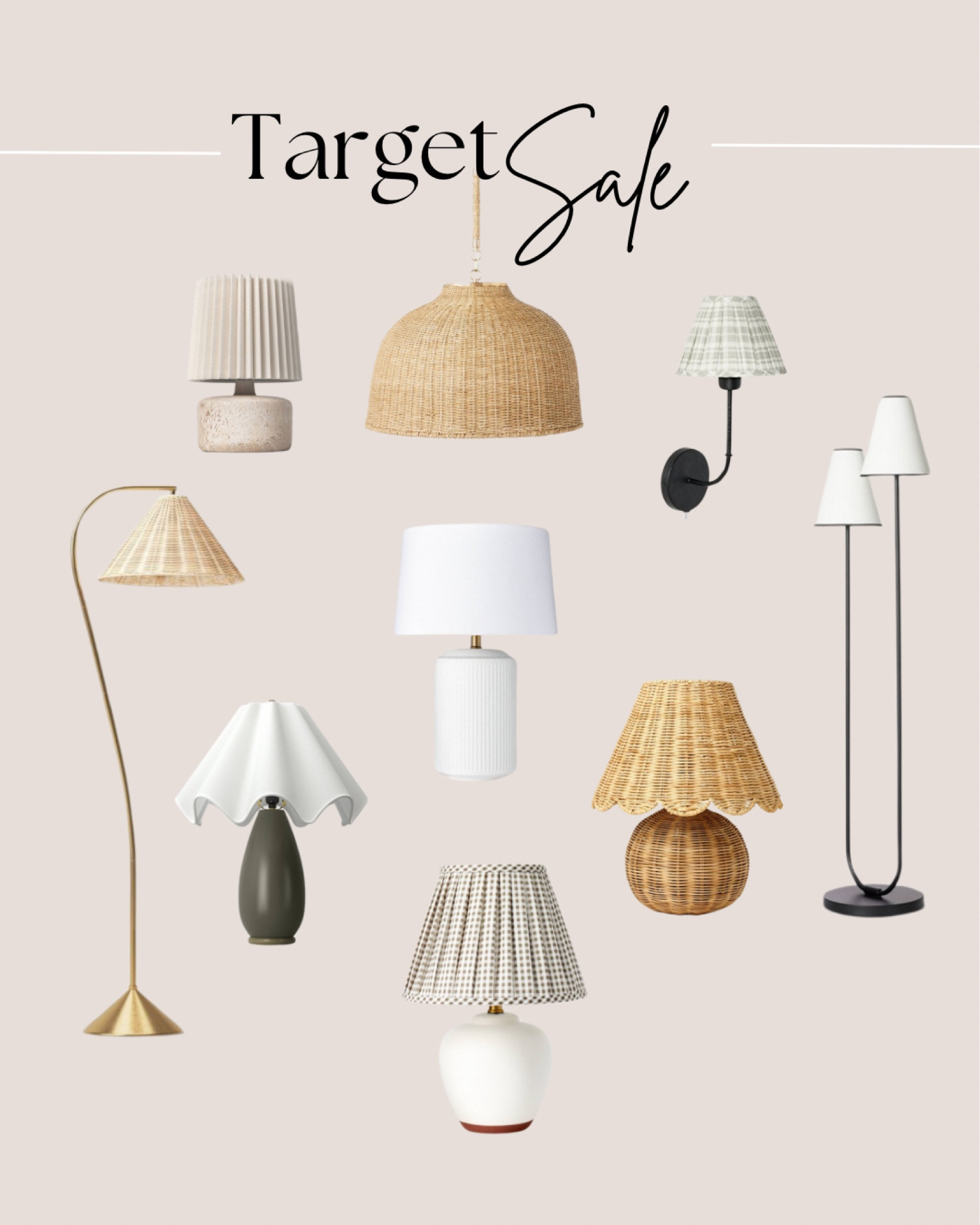 Target lighting sale!
scalloped rattan lamp, studio McGee, pleated lamp shade, gooseneck floor lamp, pleated wall sconces, gingham lamp, kitchen lamp, sea grass pendant

#LTKHome #LTKFindsUnder50 #LTKSaleAlert