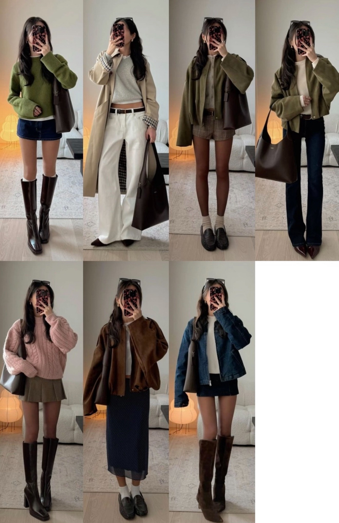 green sweater - size xs
denim skort - size US 0
trench coat - size US 0
white jeans - size xs petite
plaid shorts - size xs
green & brown jacket - size S
denim jacket - size XS
cream sweater - size xs
blue bootcut jeans - size US 0
pink sweater - size xs
plaid skort - size xxs 