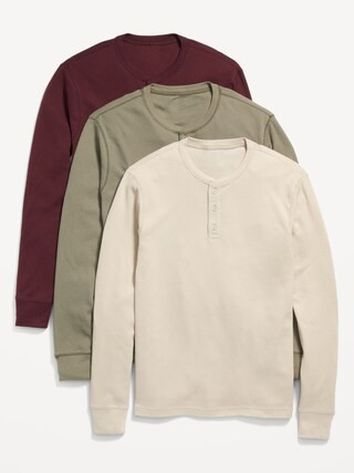 Thermal-Knit Long-Sleeve Henley T-Shirt 3-Pack for Men | Old Navy (CA)