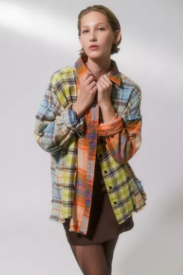 BDG Robbie Spliced Flannel Button-Down Shirt | Urban Outfitters (US and RoW)