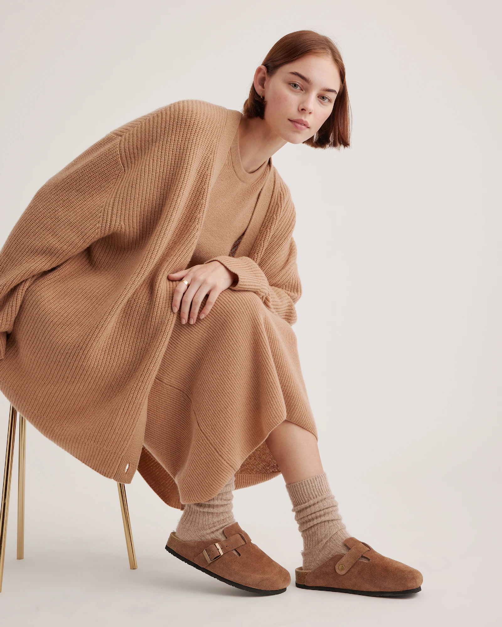 Water Repellent Suede Clog Mule in Cafe | Quince