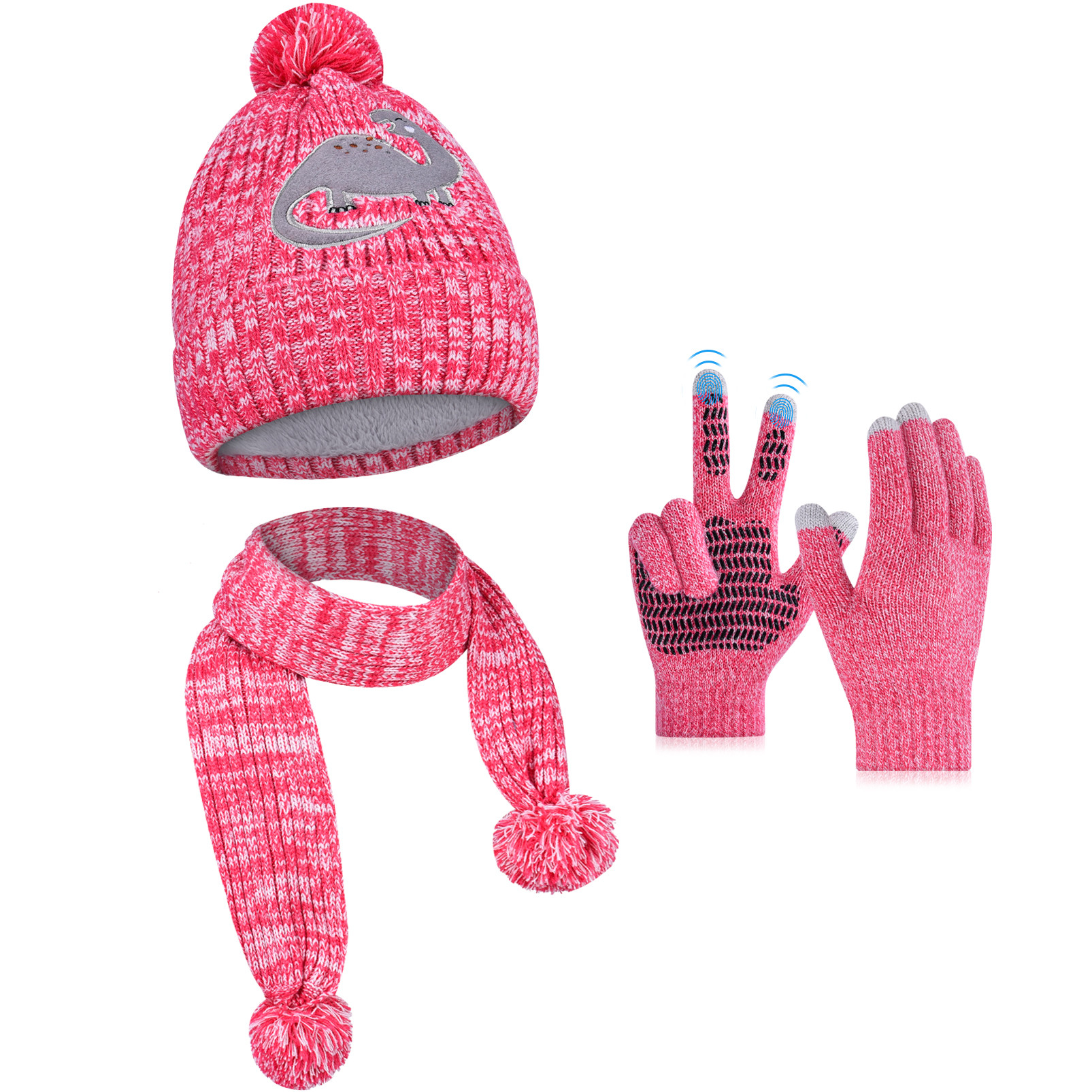 VBIGER Kids Winter Hat Scarf Gloves Set 3pcs Warm Knit Beanie Cap Circle Scarf Mitten with Fleece... | Walmart (US)