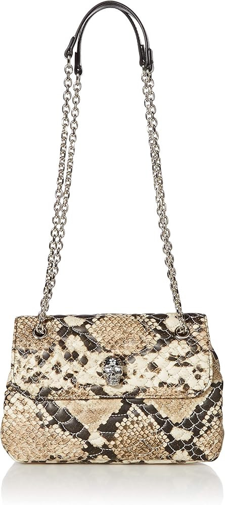 Betsey Johnson Slithering Skull Flap Crossbody, Natural Snake, 7.75" L x 5.25" H x 2.5" D | Amazon (US)