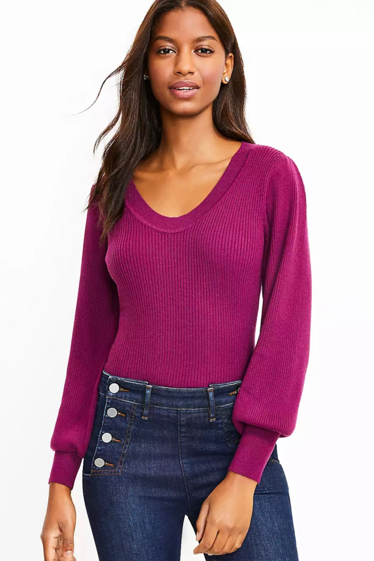 Ribbed Puff Sleeve Sweater - Plum 

#LTKU #LTKFind #LTKsalealert