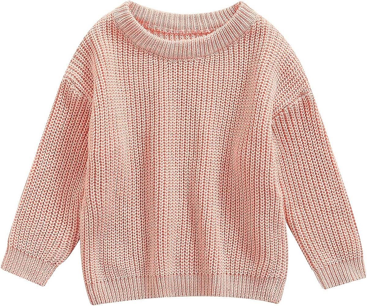 Karwuiio Toddler Baby Girl Boy Knit Sweater Round Neck Long Sleeve Pullover Sweatshirt Fall Winte... | Amazon (US)