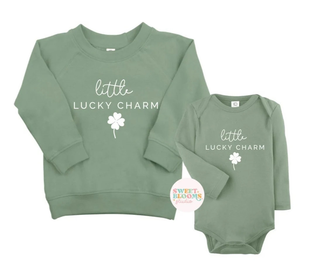 Organic Lucky Charm Infant Onesie Toddler Pullover | Kids St Patrick's Day Crewneck | Etsy (US)