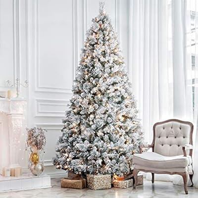 ANOTHERME 6ft Pre-Lit Christmas Tree Snow Flocked, Feel Real, 300 Warm Lights,Pinecones Hinged Ar... | Amazon (US)