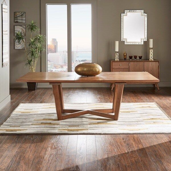 Connie Mid-Century Extending Wood Dining Table by iNSPIRE Q Modern - Walnut | Bed Bath & Beyond