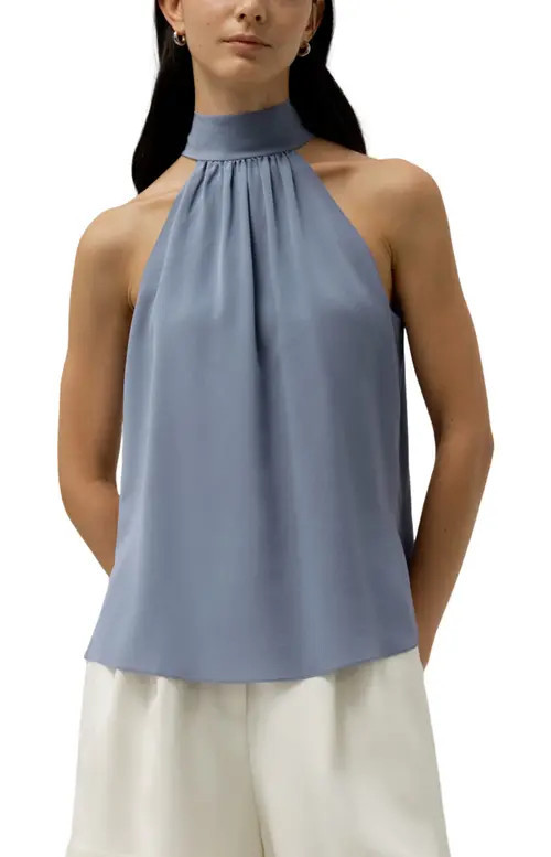 Lilysilk Halter Neck Top in Crystal Blue at Nordstrom, Size 10 | Nordstrom