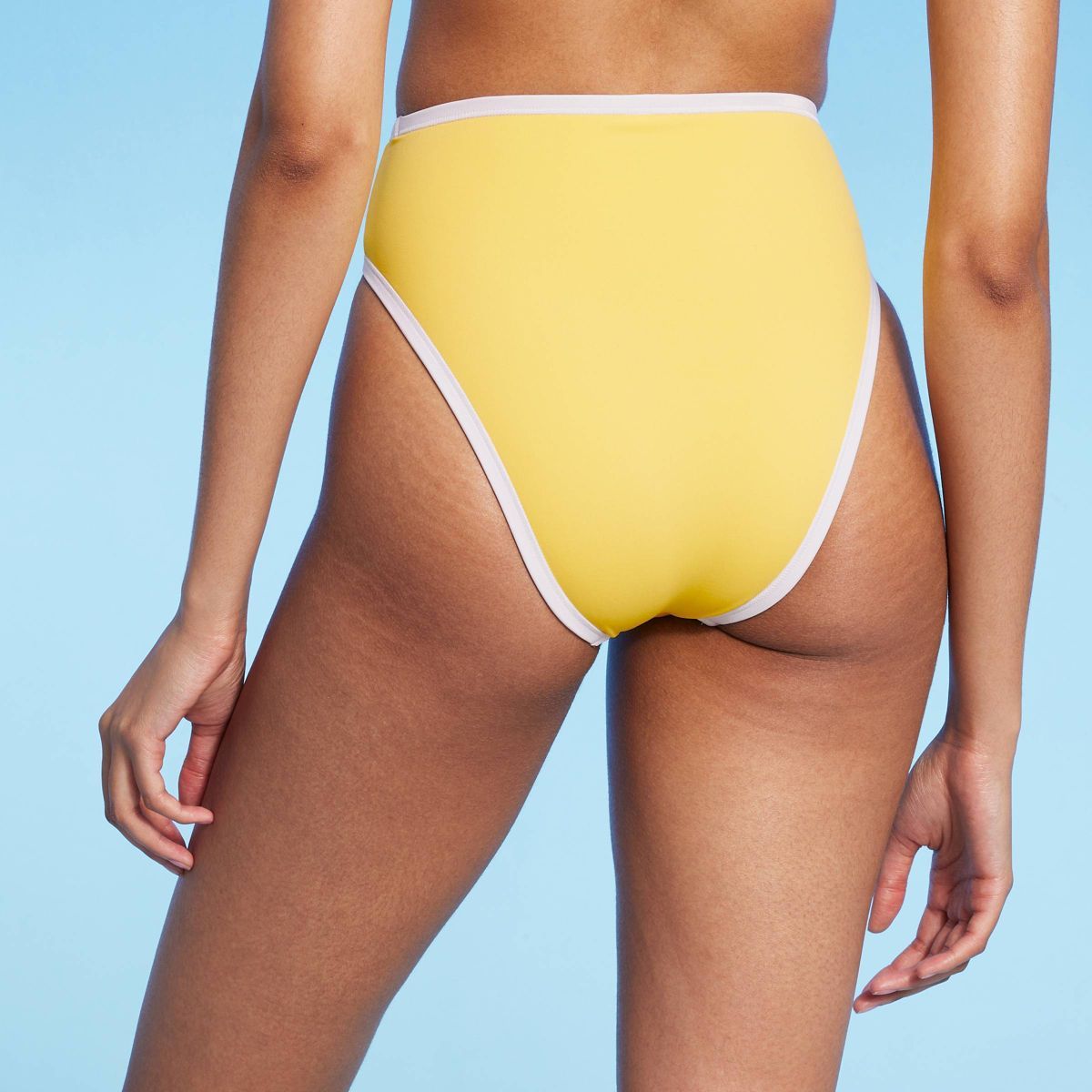 Women's High Waist High Leg Cheeky Contrast Band Bikini Bottom - Shade & Shore™ | Target