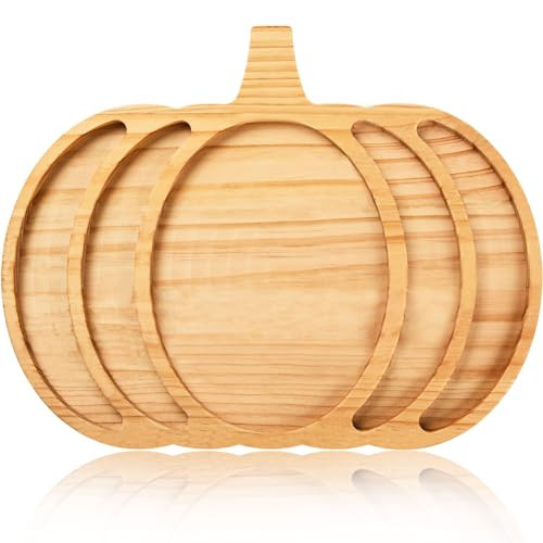 AWIZOM Pumpkin Wooden Serving Platter Thanksgiving Serving Tray Wooden Snack Cheese Charcuterie Board Sectional Wooden Pumpkin Dish Plate for Fall Autumn Harvest Halloween Supplies,14.96x11.81x0.79 | Amazon (US)