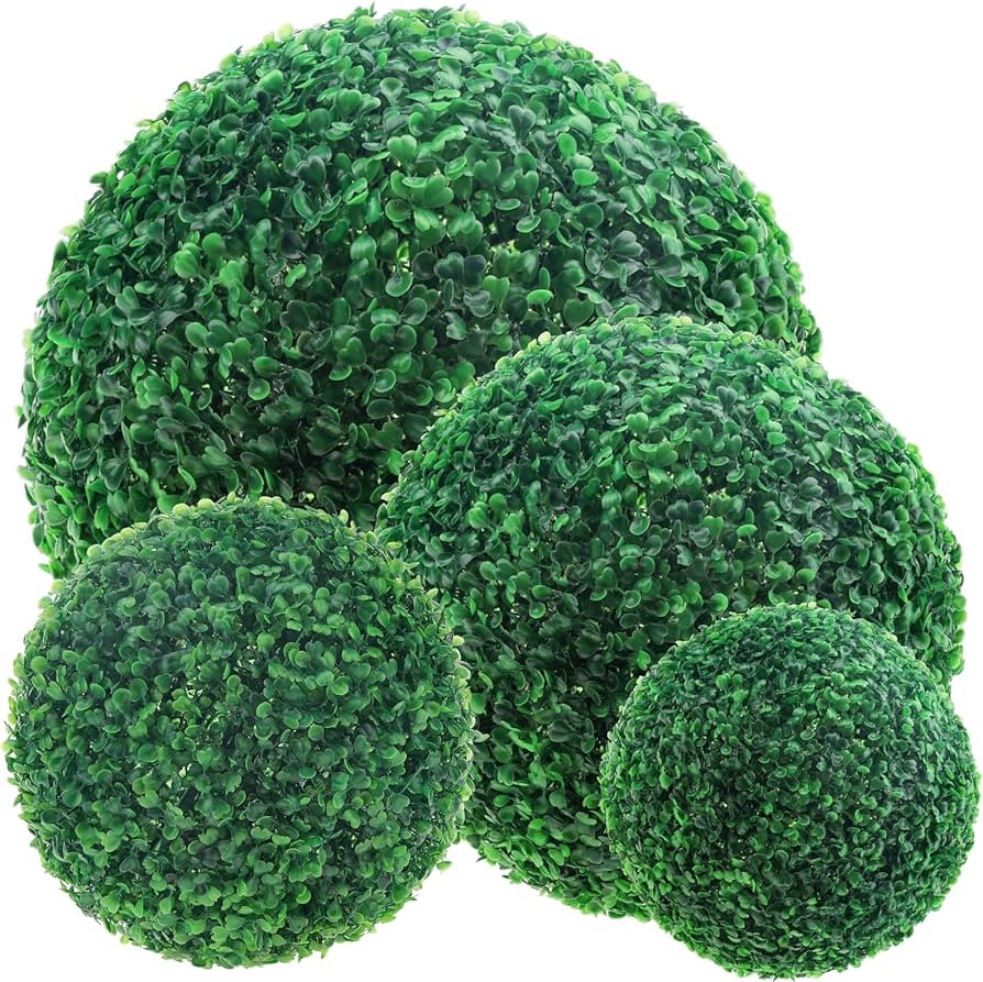 4pcs Simulation Greenery Ball Lifelike Faux Plant Grass Decoration Artificial Realistic Round Han... | Amazon (US)