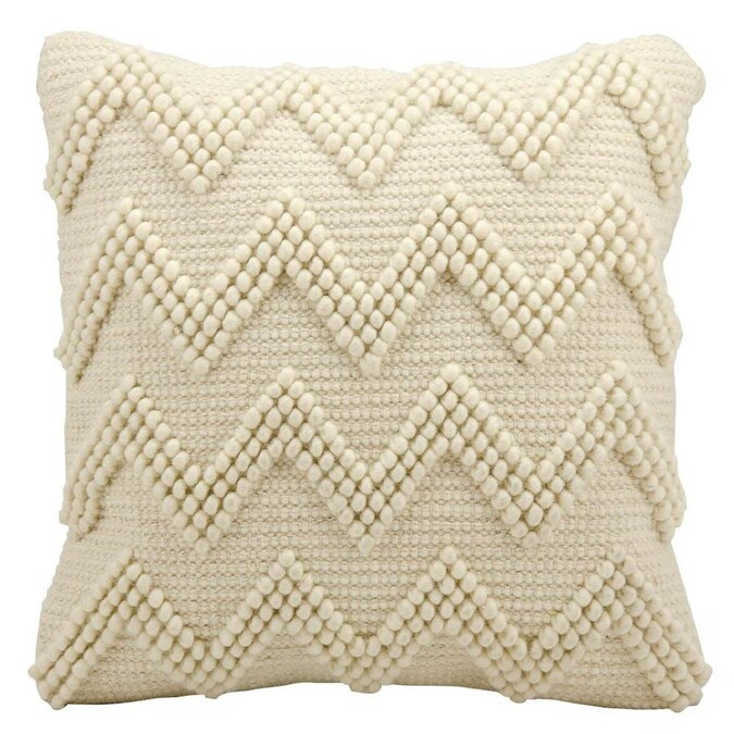 Mina Victory Life Styles 20-in x 20-in Ivory 100% Wool Square Indoor Decorative Pillow | Lowe's