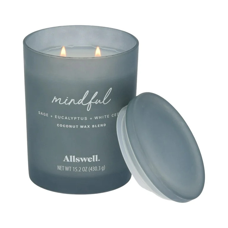 Allswell Mindful (Sage + Eucalyptus + White Cedar) Scented 2-Wick Spa Jar Candle 15oz. | Walmart (US)
