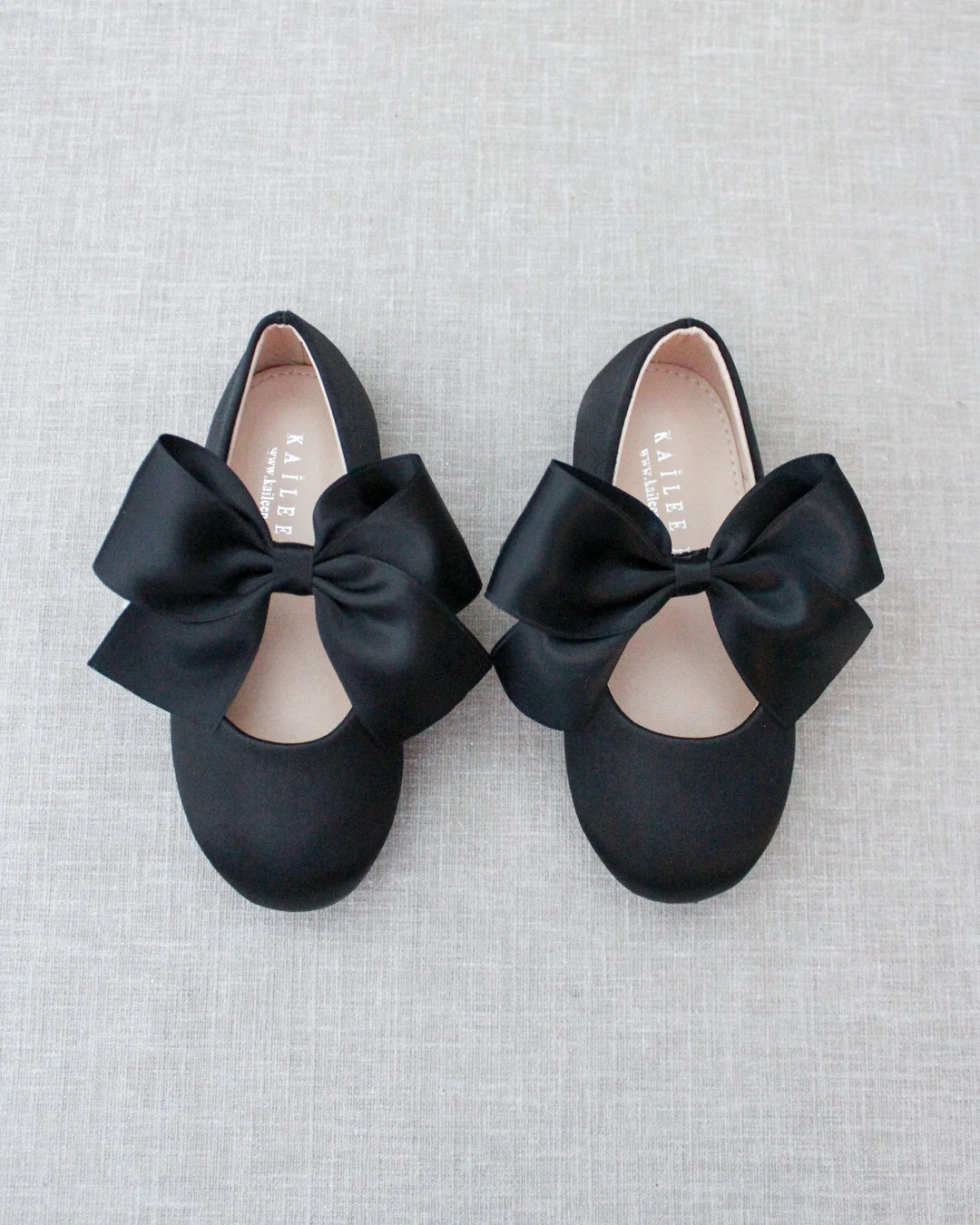 Black Satin Maryjane Shoes With Satin Bow, Fall Flower Girl Shoes, Girls Shoes, Holiday Shoes, Bi... | Etsy (US)