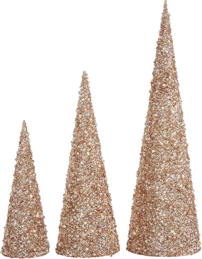 Raz 22 Inch, 17 Inch and 12 Inch High Jeweled Glittered Cone,Paper Christmas Trees Set of 3 - Cha... | Amazon (US)