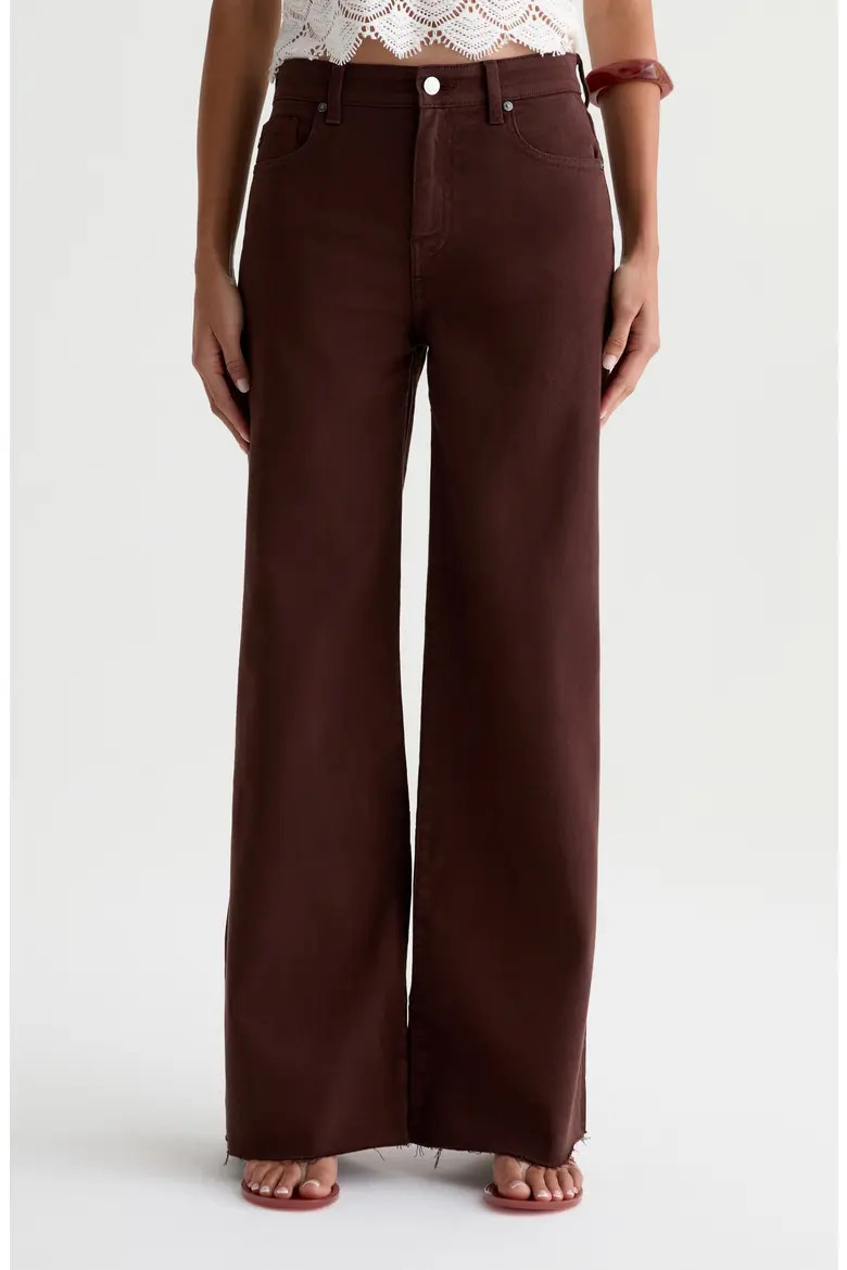 Saige High Waist Raw Hem Wide Leg Jeans (Women) | Nordstrom | Nordstrom