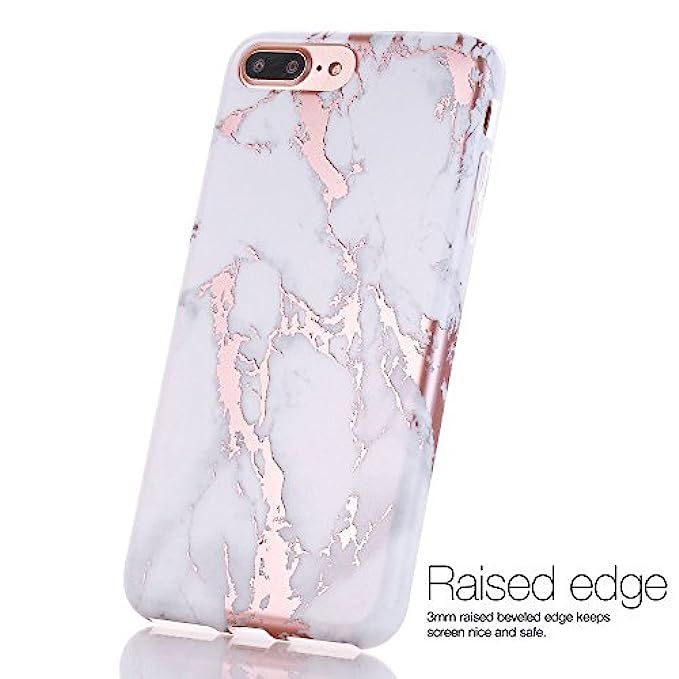 BAISRKE Shiny Rose Gold Marble Design Clear Bumper Matte TPU Soft Rubber Silicone Cover Phone Case C | Amazon (US)