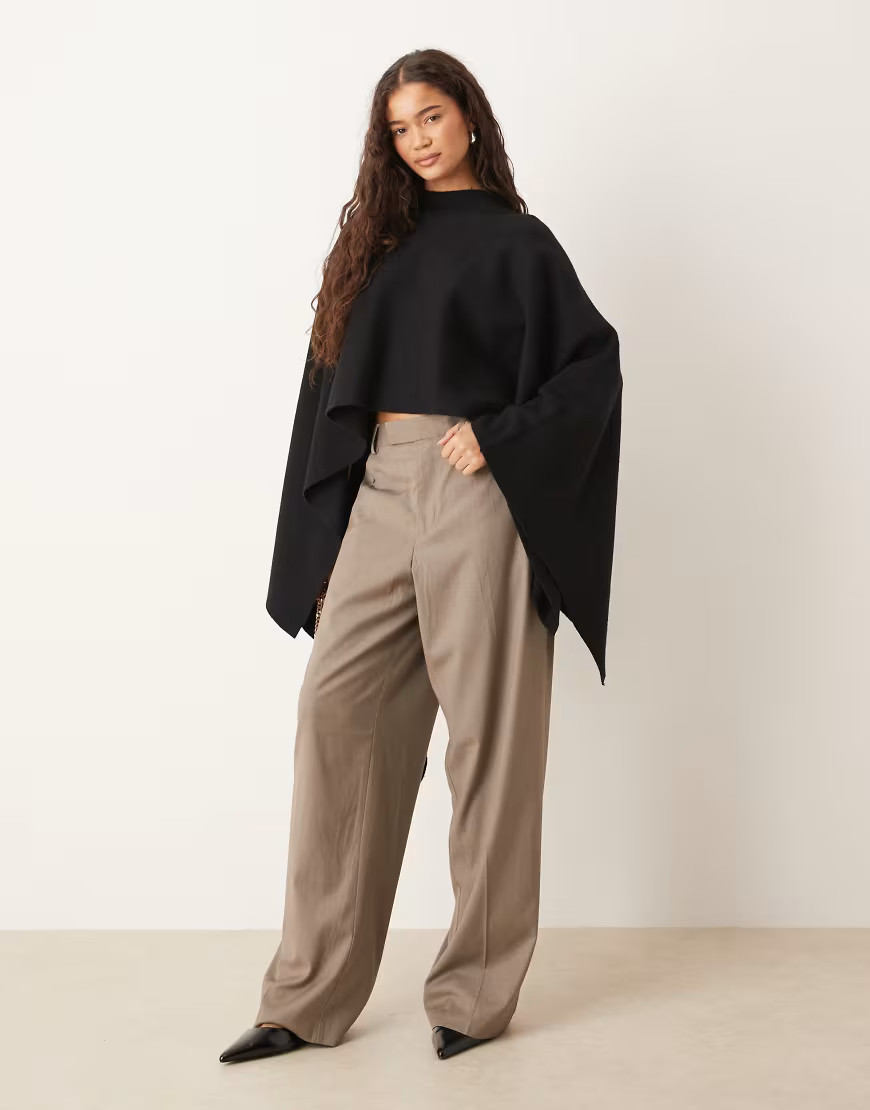 Gina Tricot knit cape sweater top in black | ASOS (Global)