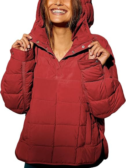 Bianstore Women's Oversized Puffer Jacket Lightweight Pullover Hoodies Winter Padded Coat Tops | Amazon (US)