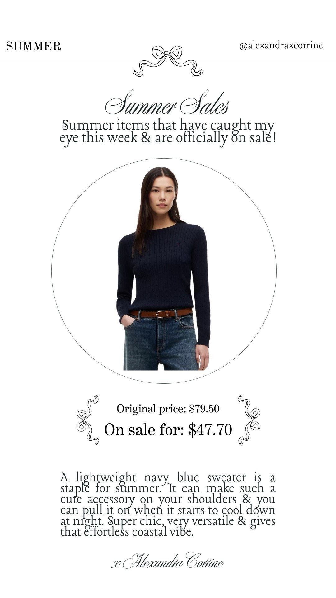 Summer sales 💳 Summer items that have caught my eye this week & are officially on sale!

Sale alert, Memorial Day sale, summer sale, women’s fashion, women’s coastal style, chic coastal, navy blue, sweater

#LTKSeasonal #LTKSaleAlert