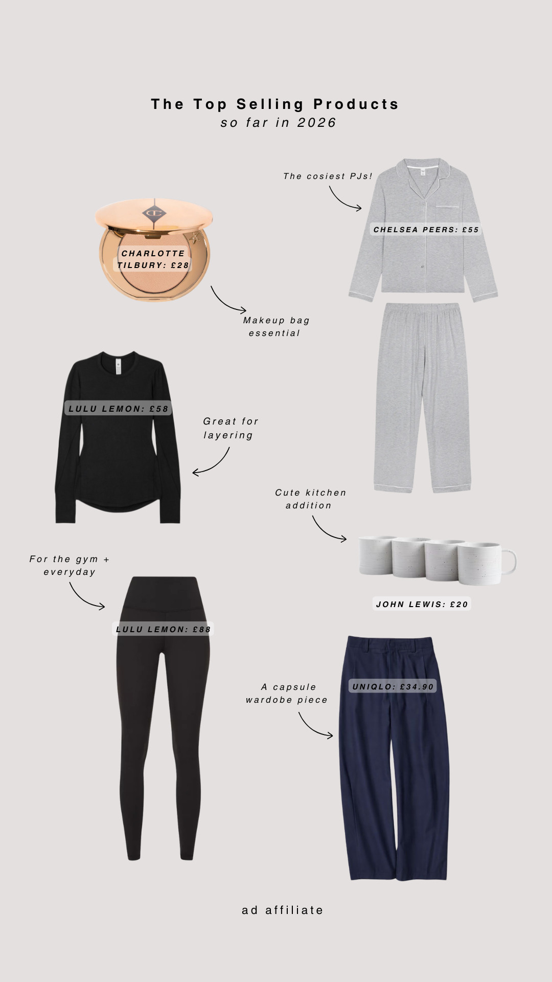 My Top Selling Products in LTK so far in 2026
Cosy PJs, Kitchenwear, Lulu Lemon Essentials, Uniqlo Trousers, Workwear, Makeup Bag Essential  

 #LTKuk #LTKgiftguide #LTKeurope