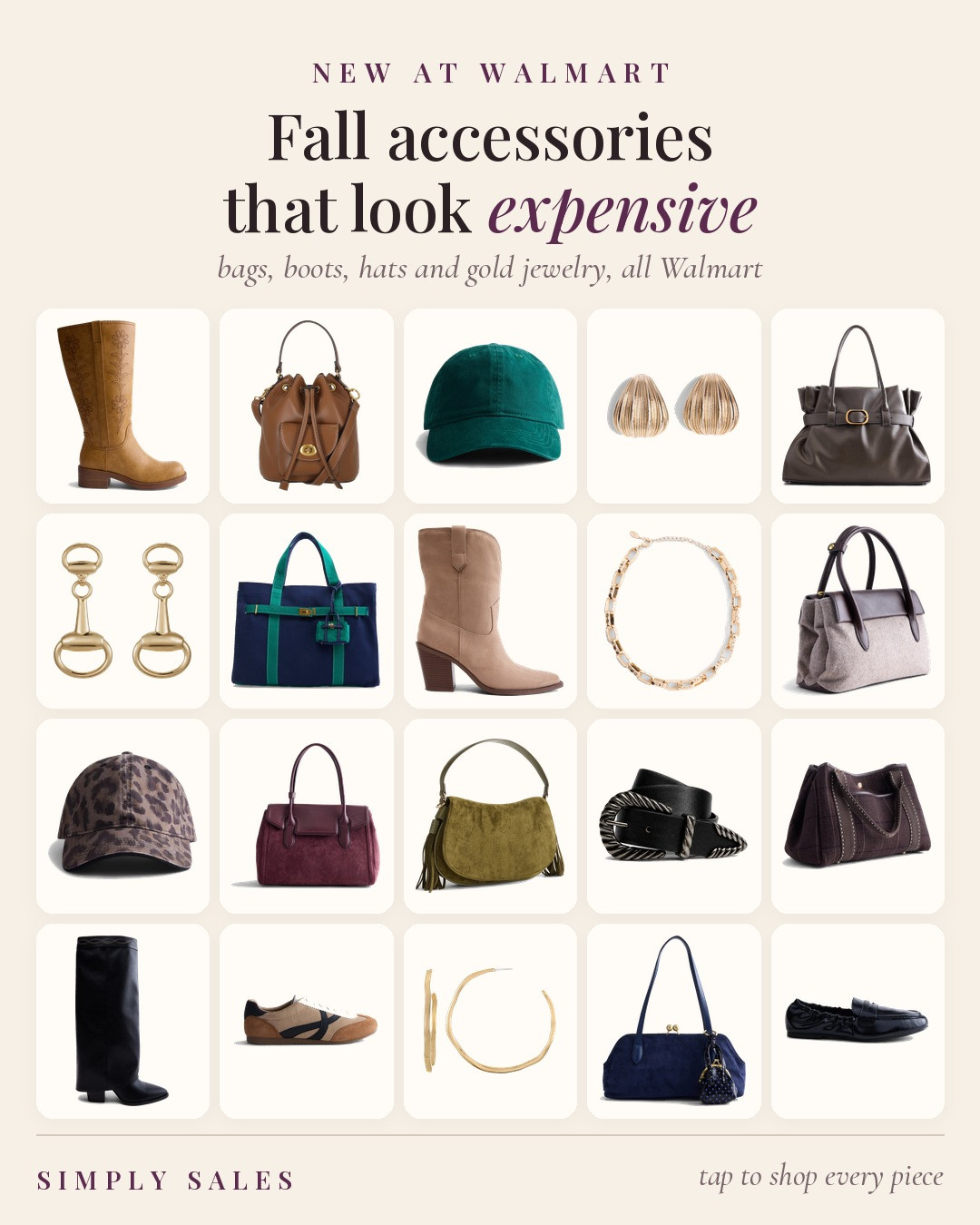 Walmart's new fall accessories look so much more expensive than they are. Horsebit earrings, a leopard ball cap, embroidered riding boots, and a canvas tote with serious designer vibes.

Grab your size in the boots first, fall pieces at this price don't stick around.

Walmart fall accessories, Walmart fashion finds, fall handbags, designer look for less, horsebit earrings, gold statement earrings, gold hoop earrings, leopard baseball cap, green baseball cap, fall boots, western boots, tall riding boots, foldover boots, suede crossbody bag, bucket bag, plaid tote, canvas tote, mary jane flats, scrunch loafers, retro sneakers, western belt, affordable fall outfits, fall outfit ideas women

#LTKgrwm #LTKootd #LTKmomlife