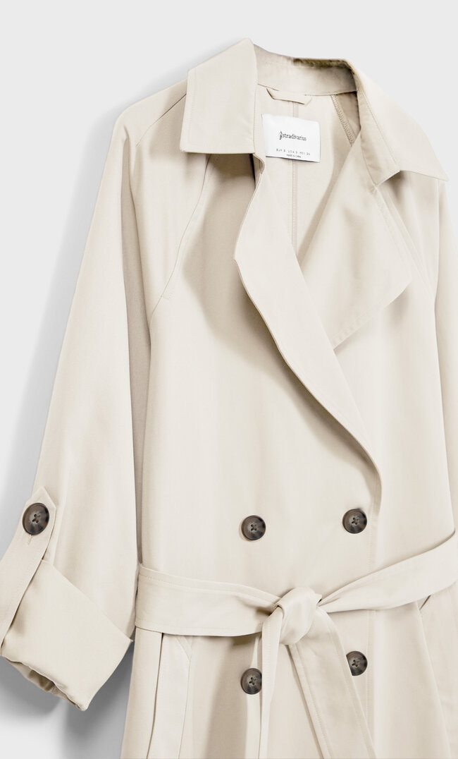 Long flowing trench coat | Stradivarius (UK)