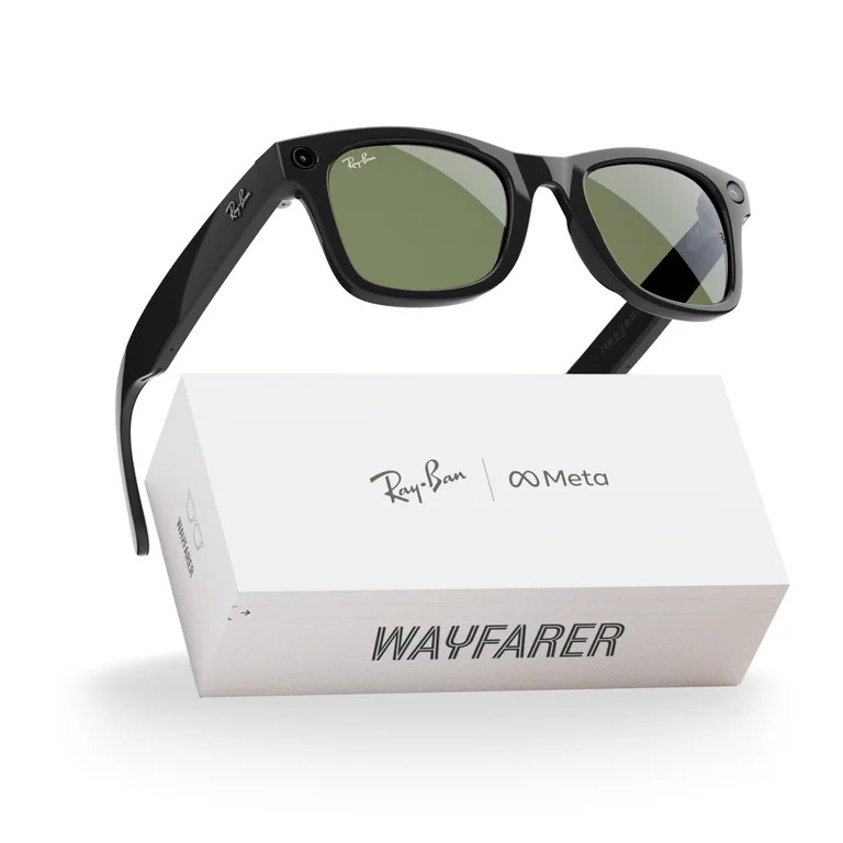 Ray-Ban Meta (Gen 1), Wayfarer, Shiny Black, Green Lenses | Smart AI Glasses | Walmart (US)