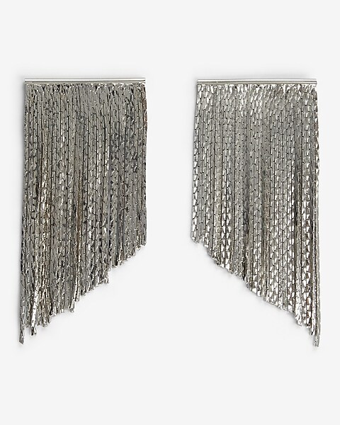 Asymmetric Chain Fringe Earrings | Express