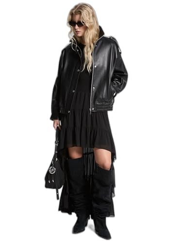 Michael Kors Women's Oversized Leather Jacket, Black, M/L | Amazon (US)